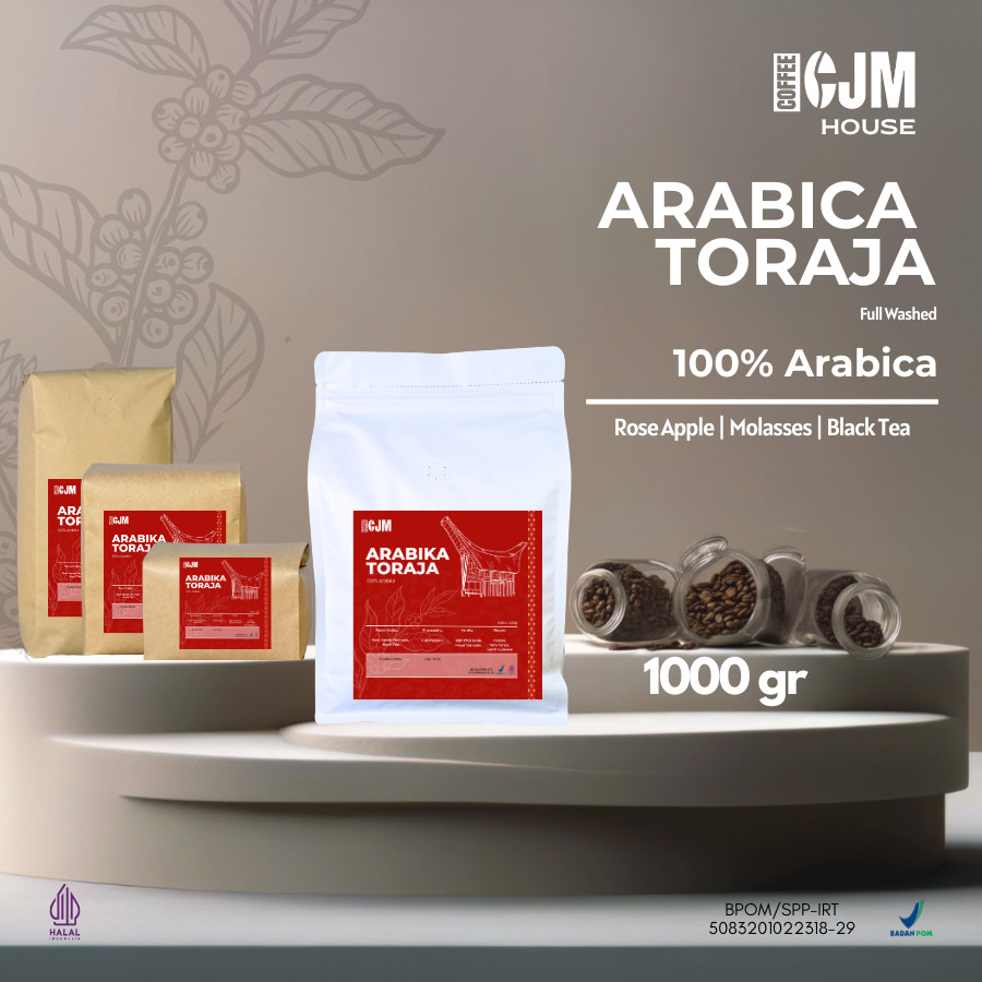 

1000gr Pure Arabika Toraja Full Washed | CJM Coffee House | Kopi Toraja Premium | Toraja Coffee