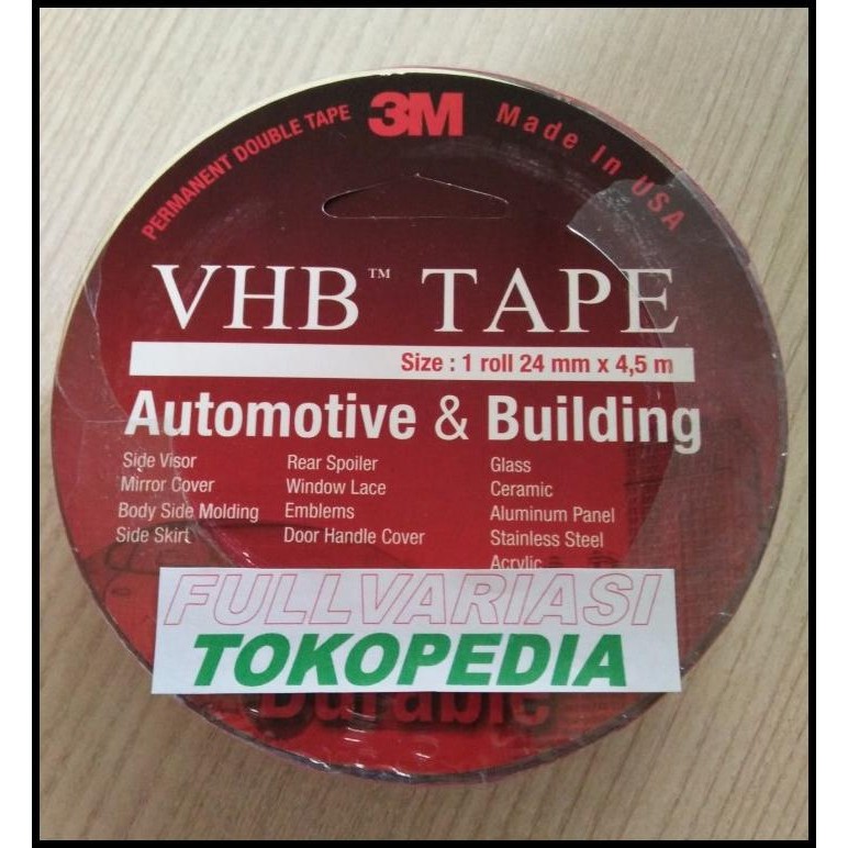 

TERMURAH DOUBLE TAPE 3M VHB 24MM X 4,5M ORIGINAL !!!!!!