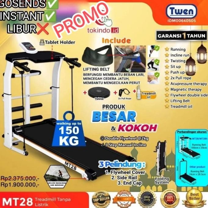 TREADMILL MT28 MANUAL Treadmill ALAT LARI GYM FITNES HOMEWORK TWEN