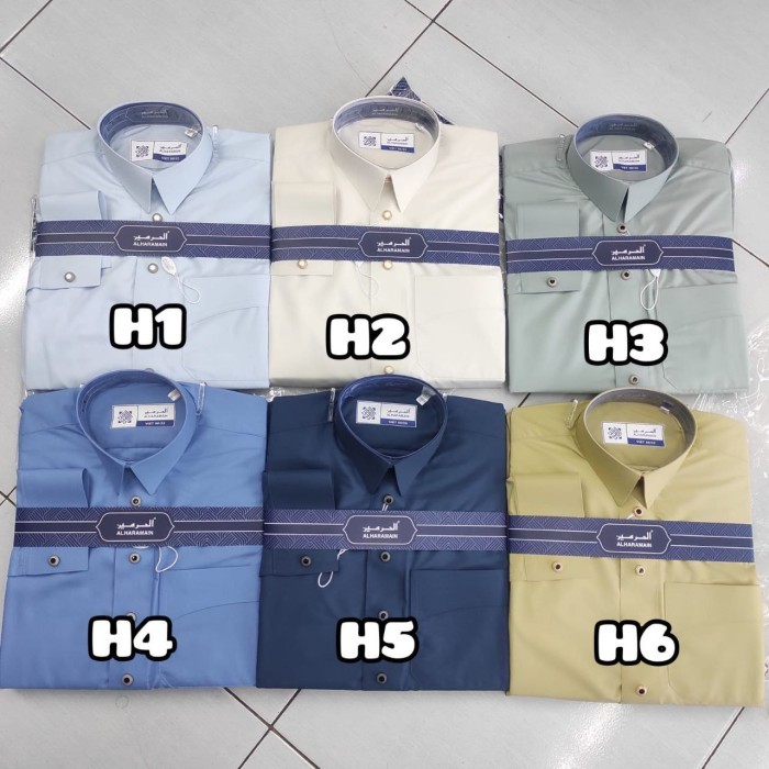 Fashion Muslim Gas Jubah Pria Al Haramain Slimfit Kerah Kemeja Poly Katun
