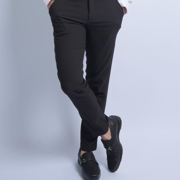 Celana Kantor Formal Celana Panjang Bahan Pria Hitam Polos Slimfit