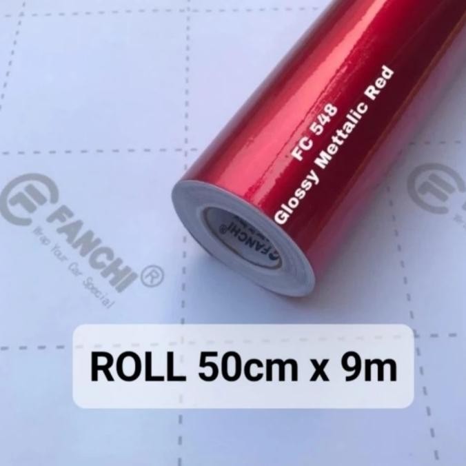 

TERBARU ROLL STICKER FANCHI FC548 GLOSSY METALLIC CANDY RED 50CM X 9M ROLL