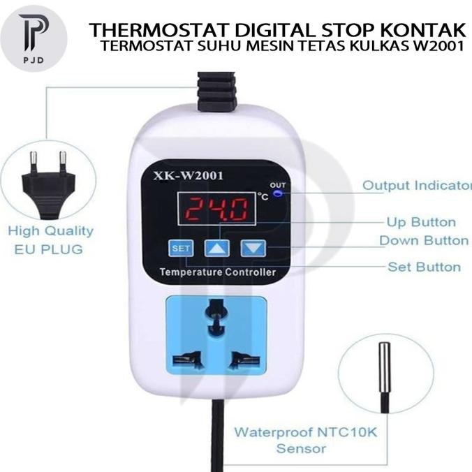 Thermostat Digital Stop Kontak Termostat Suhu Mesin Tetas Kulkas W2001 [terbaik]