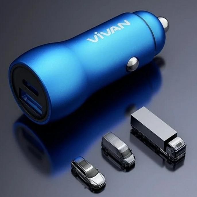 

Diskon! VIVAN VCC04 CAR CHARGER MOBIL DUAL PORT USB + Type-C Fast Charging 38W