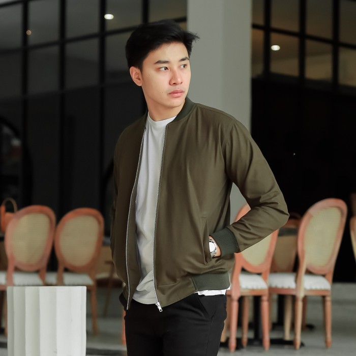 TERLARIS Jaket Canvas Premium Green Army / Jaket Pria / Jaket Bomber - L
