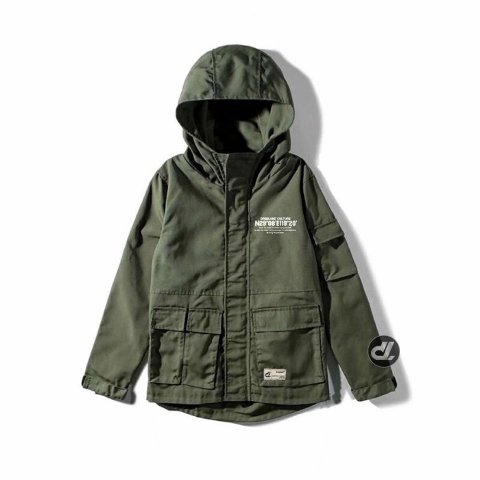 TERLARIS Jaket Parka Pria Kanvas Force Kekinian / Jaket Pria Windbreak Premium - Army, L