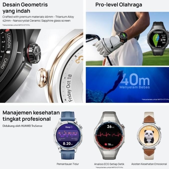 

Terlaris Huawei Watch Gt 5 Series Smartwatch | Fashion Edge | Pro-Level Sports | Golf Courses Map | Up To 2-Week Battery Life Ready Stok