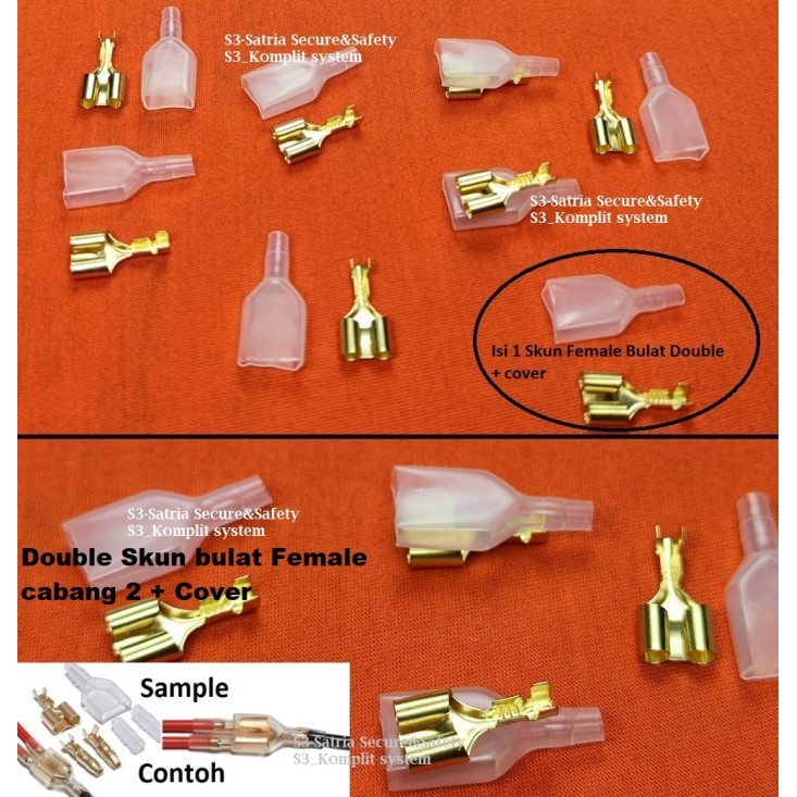 STOK TERBATAS Double Skun bulat Female sambung cabang 2 Sekun Sambungan Kabel motor