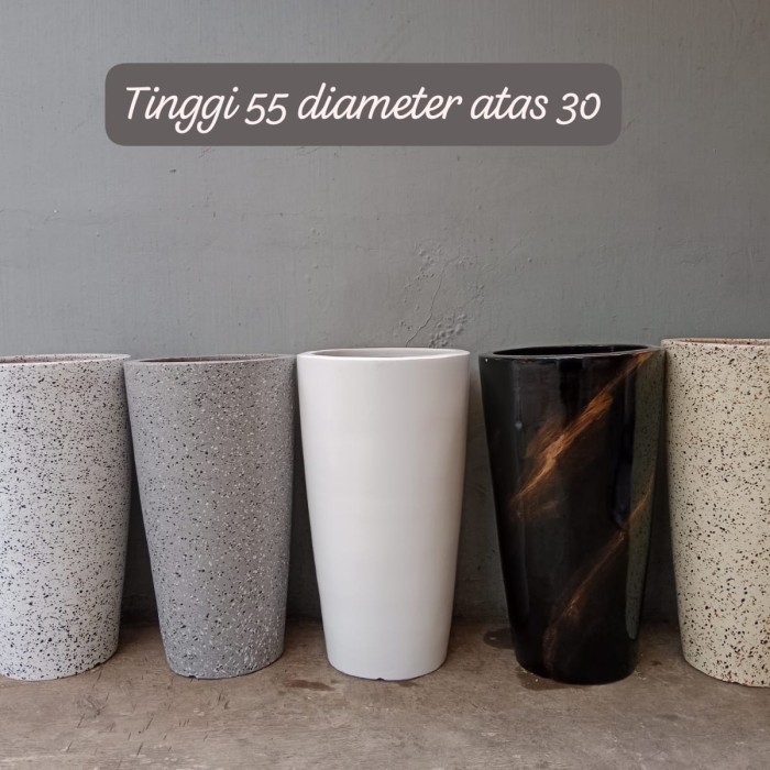 pot gerabah tirus teraso, pot motif marmer, pot tinggi duco, interior