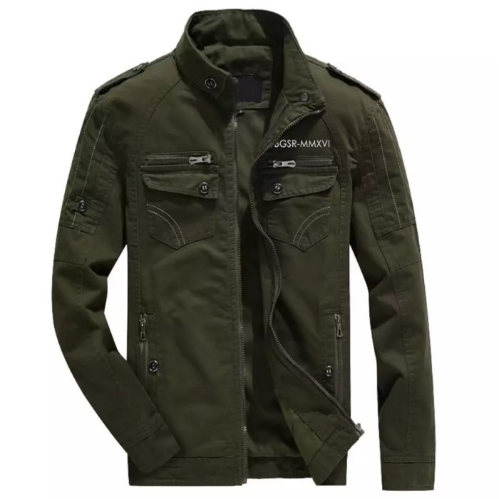 terbaru Jaket Casual Jacket Pria Polos Canvas Sleting Saku Dalam Tebal Terizla - Hijau, M NJ43