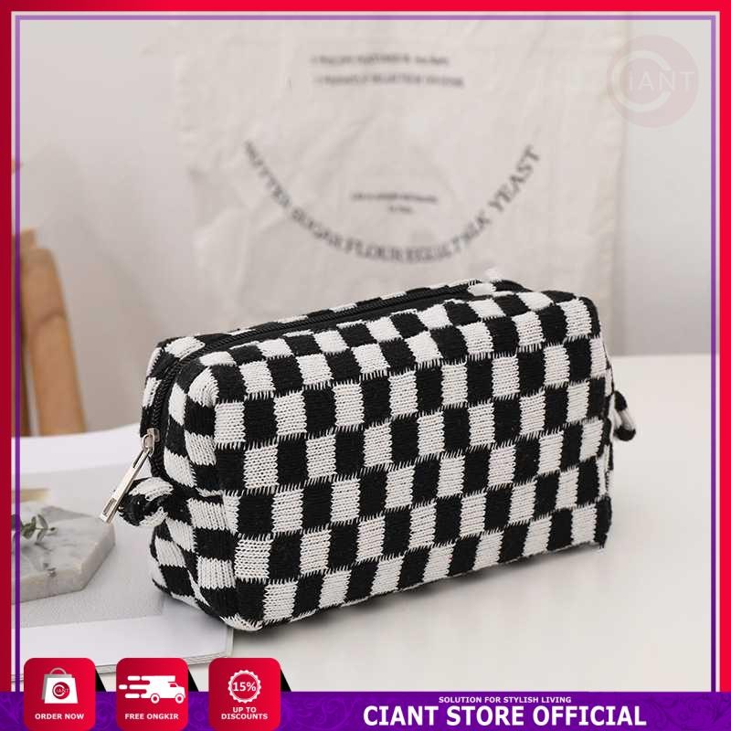 

POUCH TAS KOSMETIK MODEL PAPAN CATUR TEMPAT MAKE UP BAG MULTIFUNGSI