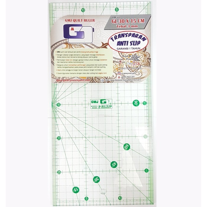 

penggaris carft dan quilting 15x30cm - GMJ
