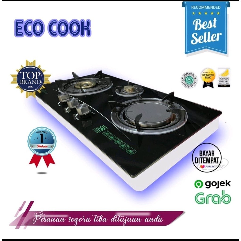 ARTL - Kompor Gas Eco Cook EC 3-01 Mix Bara/Kompor Tanam/Kompor Kaca Eco Cook EC 3-01 3 Tungku bisa 