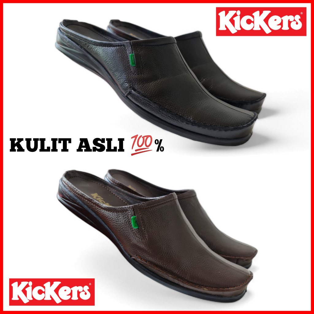 Sepatu Wanita SANDAL SELOP BUSTONG PRIA KICKERS KULIT ASLI / SENDAL FORMAL WEDDING COWOK / SANDAL