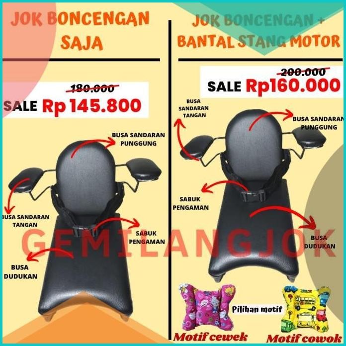 Kursi Bonceng Anak Motor Matic Motor Bebek Ada Besi Sandaran Dan Sabuk