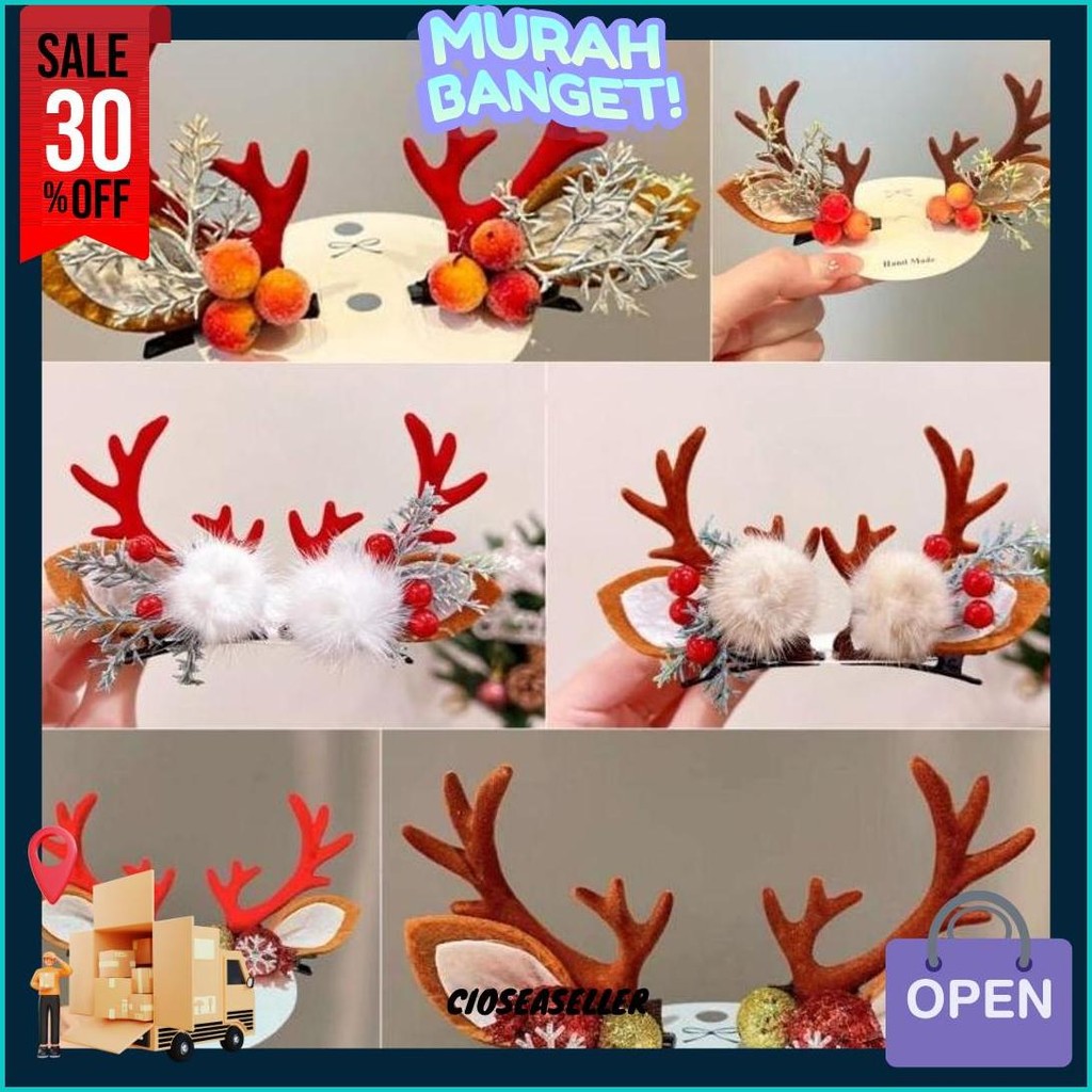 Jepit Rambut Anak Import Natal Tanduk Cabang/Jepit Rambut Tanduk Rusa Cabang Promo