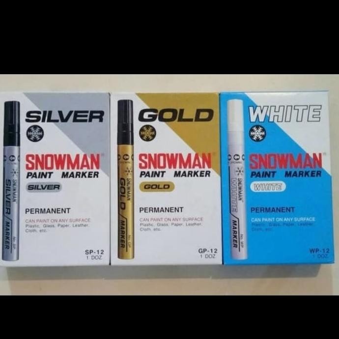 

spidol snowman paint marker permanent. gold, silver, white,