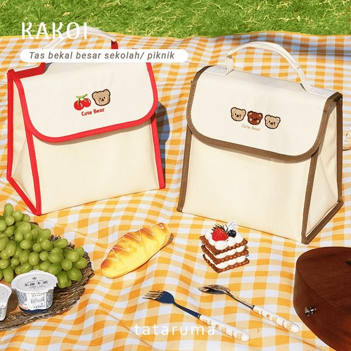 

kakoi - tas bekal lunch meal bag besar cute bear cherry piknik thermal termurah
