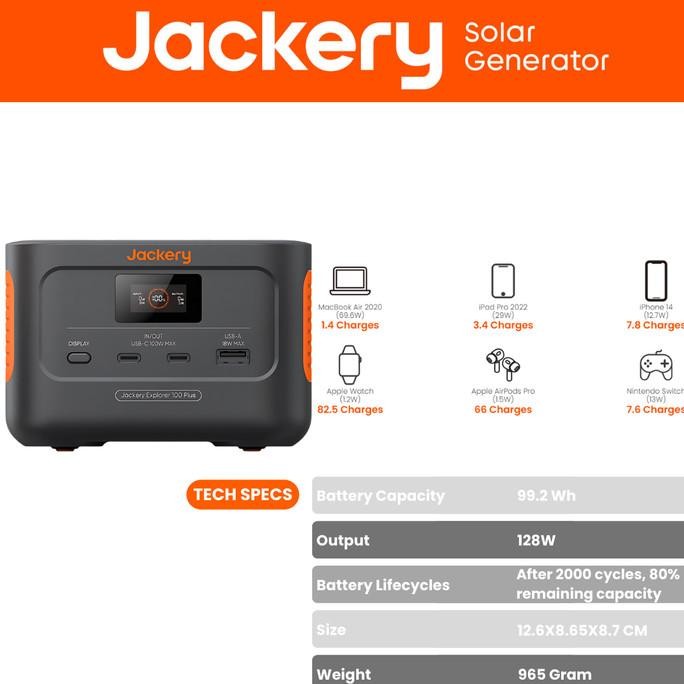 Jackery Explorer 100 Plus Portable Power Station Solar Generator TD