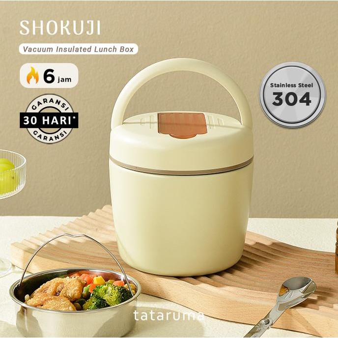 

shokuji - lunch box bulat tahan panas 6 jam vacuum insulated round 1l termurah