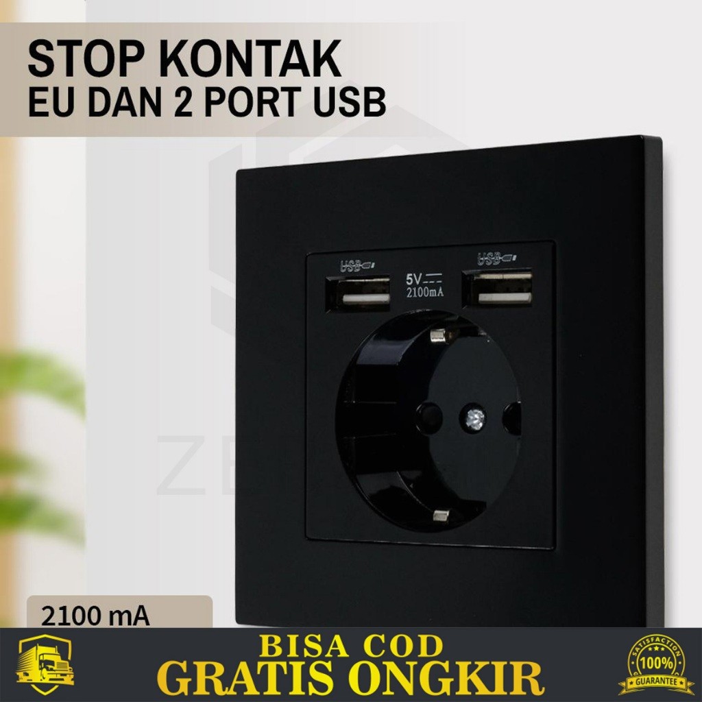 SOCKET STOPKONTAK DINDING COLOKAN WALL LISTRIK 2 PORT USB MULTIFUNGSI