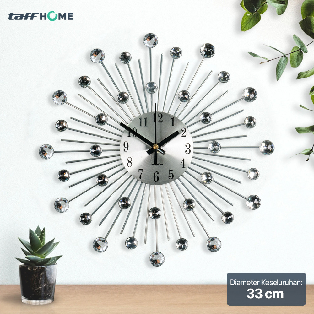 

- TaffHOME Jam Dinding 3D Quartz Creative Design Luxury Diamond 33cm - T6807 -