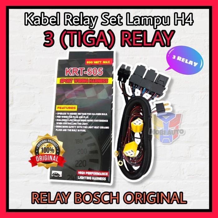 Kabel Relay Set Bosch Lampu H4 Mobil