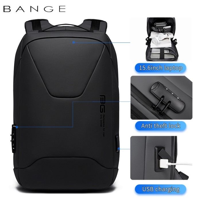 Bange Tas Ransel pria Tas Laptop Tas Kerja pria Backpack Pria 15.6 Inc