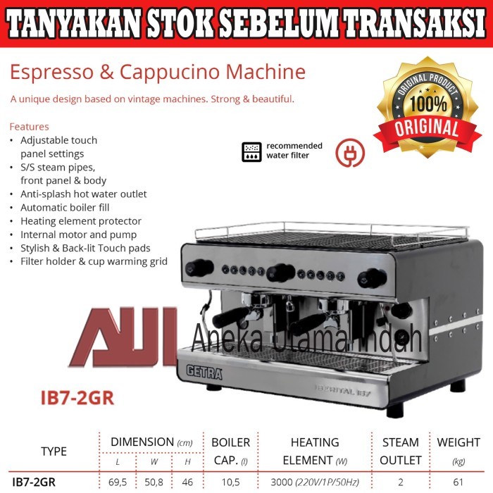 TERBARU - Iberital Ib7-2g Coffee Machine / Espresso & Cappucino Machine