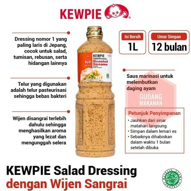 

Kewpie Salad Dressing Roasted Sesame 1 Liter / Saus Wijen