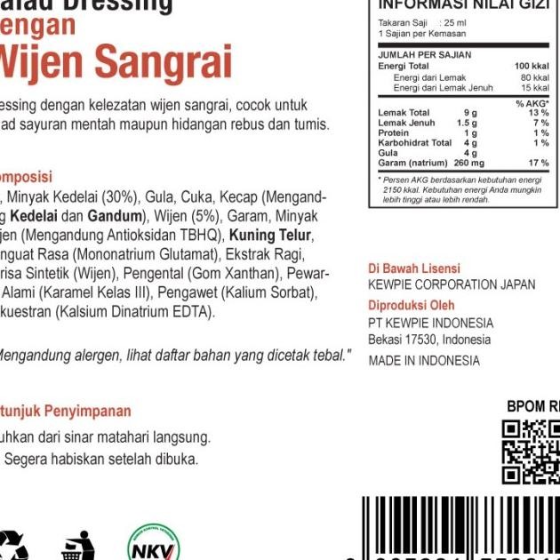 

Kewpie Salad Dressing Dengan Wijen Sangrai 200 Ml