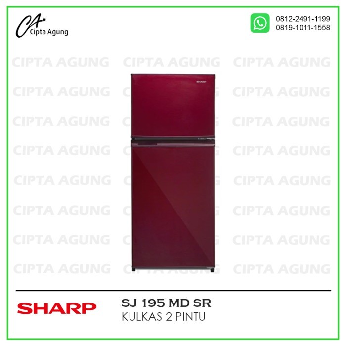 KULKAS 2 PINTU SHARP SJ-195MD-SR/SG SJ195MD SR / SG SJ 195 MD [BDG]