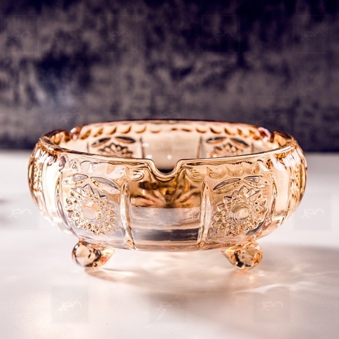 Promo Luxury Vintage Crystal Ashtray / Asbak Kaca Kristal Mewah Gold