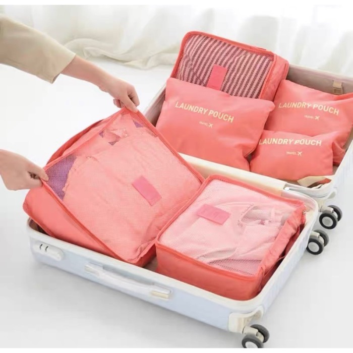 TAS KOPER / TRAVEL ORGANIZER BAJU WANITA /SHEMY TRAVEL BAG SET 6IN1