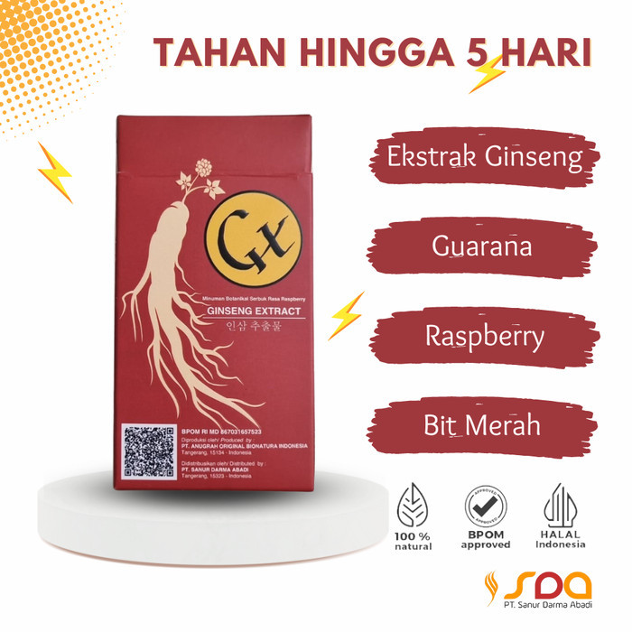 Terlaris [Paket 3 Box] Gx Minuman Ginseng Extract Raspberry - Penambah Stamina