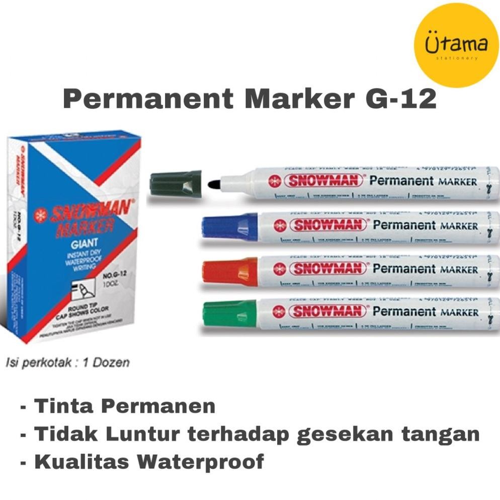 

Terlaris Spidol Snowman Permanen G-12 Hitam/Permanent Marker G12 Black (Grosir 6Pcs @6.250)