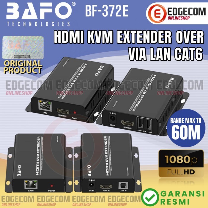 BAFO HDMI KVM + EXTENDER 60 METER VIA KABEL LAN CAT6 BF-372E ORIGINAL