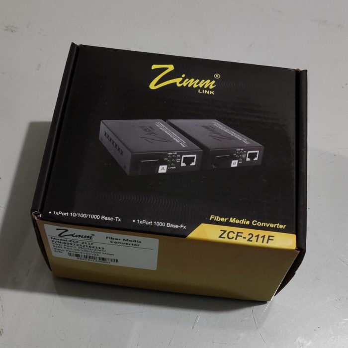 Media Converter Zimmlink ZCF-211F AB SC / UPC Gigabit SM Simplex