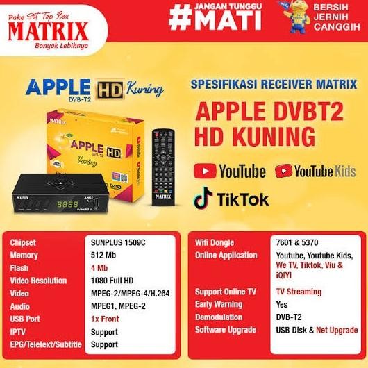 STB Matrix Apple Kuning Set Top Box DVB T2 HD