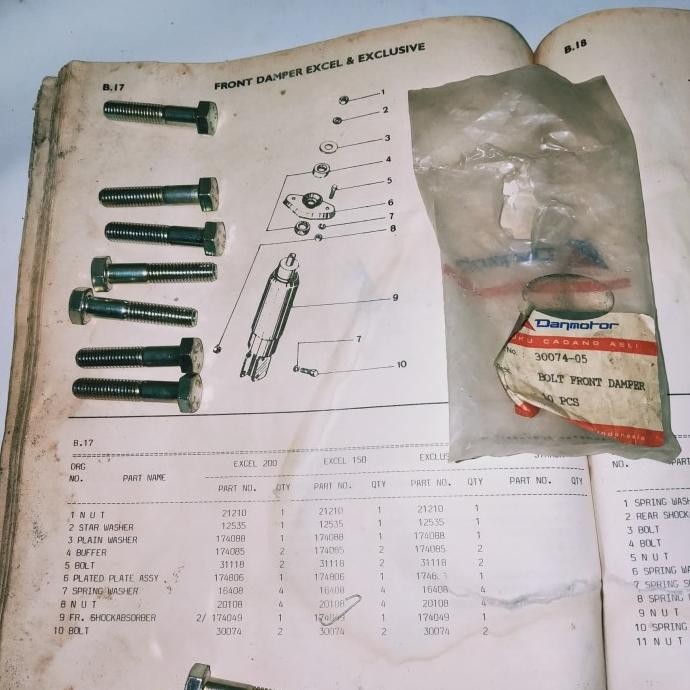 baut shock depan vespa px excel pxe corsa original nos 
