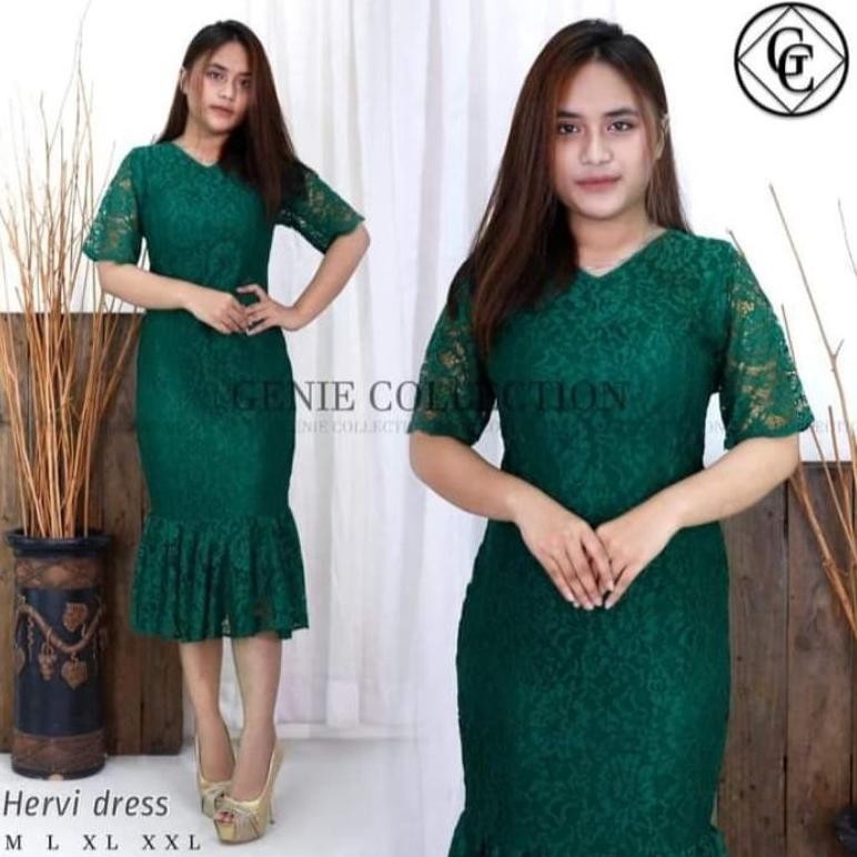 jku HERVI DRESS MIDI DRESS PASKAH NATAL IMLEK WANITA TERBARU Brukat Modern Kebaya Modern 2022 kondan