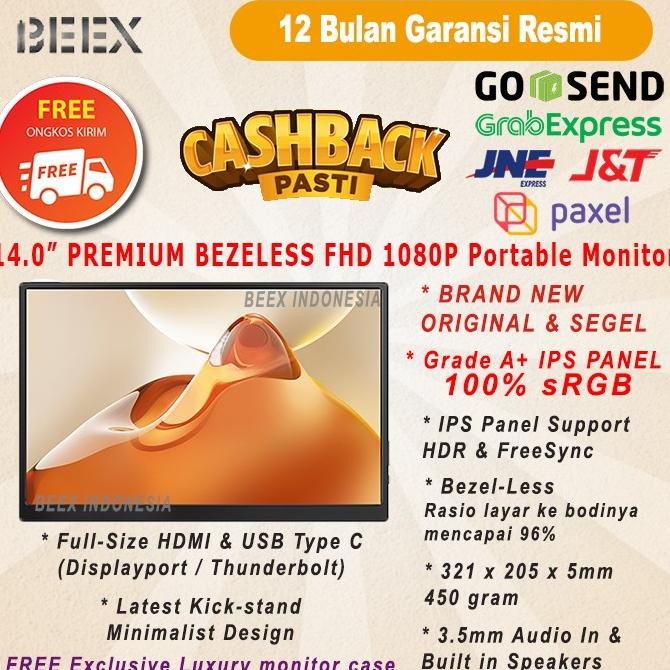 Switch - BEEX 14.0" Full HD Portable Gaming Monitor Cable PS4 Nintendo Switch