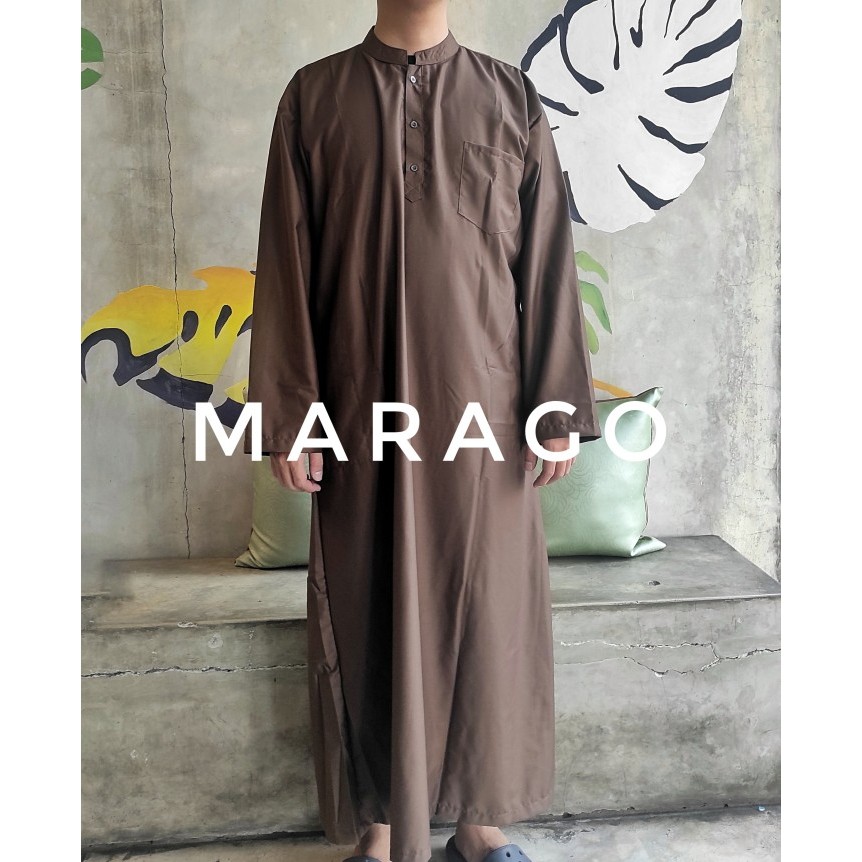 Jubah pria Gamis Jubah Pria TOYOBO PREMIUM ADEM Coklat Cokelat Tua Thobe Muslim - S jumbo premium te