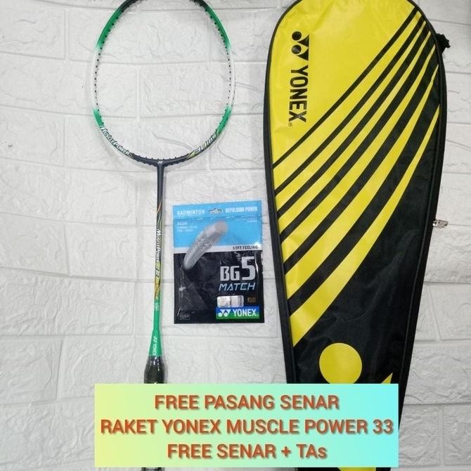 Free Raket Badminton YONEX MUSCLE POWER MP33 SET LENGKAP ORI