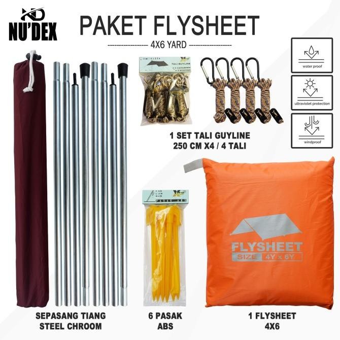 tali - paketan flysheet 4x6 incude tiang pasak tali paket lengkap flysheet wp