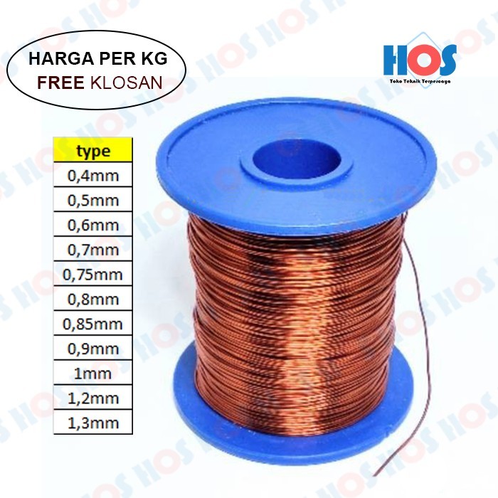 Kawat Tembaga Email 0,4 - 1,3 Mm Enamel Wire Cooper Gulung Kiloan
