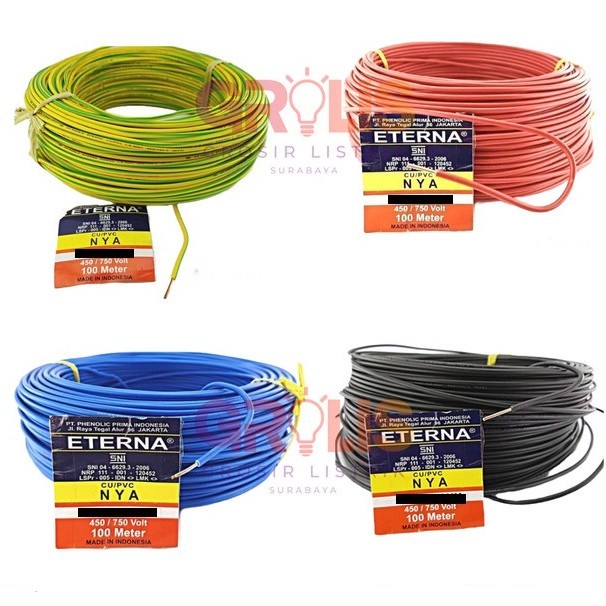 Eterna Nya 2,5 Roll 50/100 Meter Kabel Listrik Tembaga 1 Kawat Tunggal