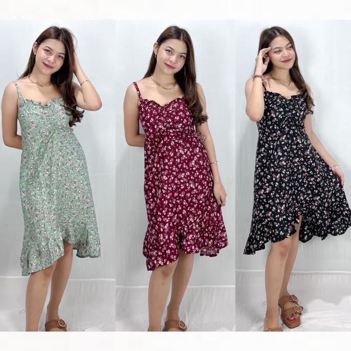 tali - midi dress ruffle wanita - homedress daster lekton tali kecil
