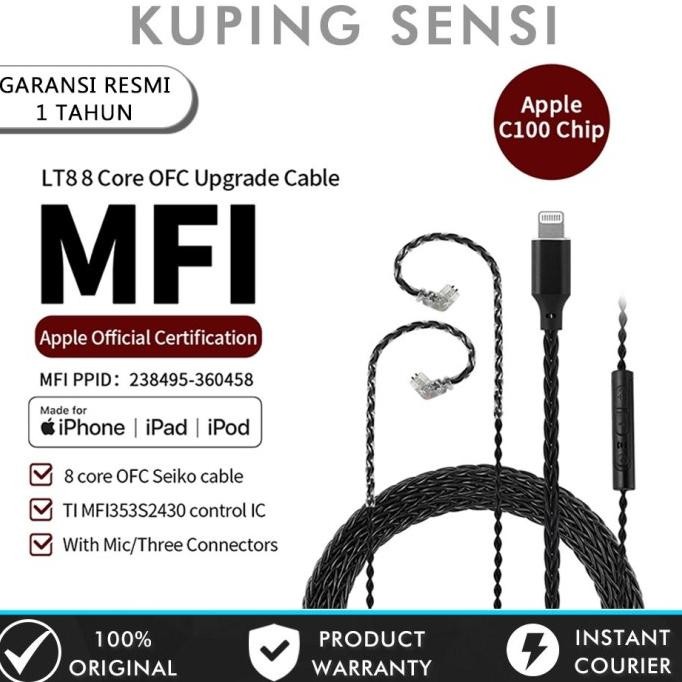 JCALLY LT8 Kabel KZ Lightning MFi Certified Lightning Jack for KZ TRN Garansi