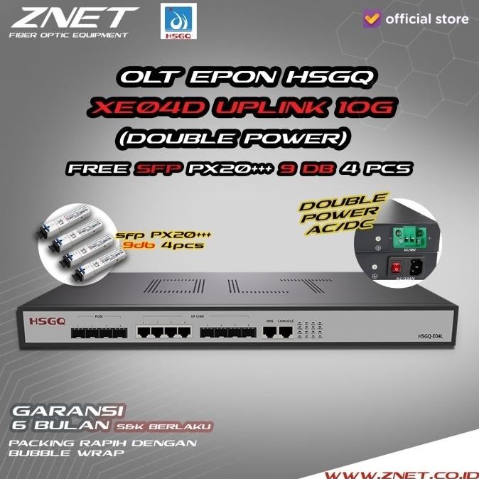 EPON OLT 4 PORT HSGQ XE04 10G UPLINK DENGAN SFP PX20+++ 8db ASLI ODI